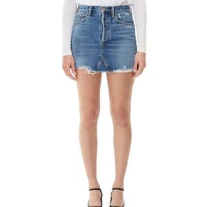 Quinn High-Rise Frayed Denim Skirt